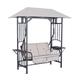 Outsunny Outdoor Garden 2 Seater Canopy Swing Chair Seat Porch Loveseat Vintage Hammock Cushioned Seat w/ and Side Drink Panel