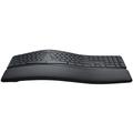 Logitech ERGO K860. Keyboard form factor: Full-size (100%). Keyboard style: Curved. Device interface: RF Wireless + Bluetooth Keyboard key switch: Semi-mechanical key switch. Wrist rest. Recommended usage: Office. Product colour: Graphite