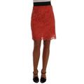 Dolce & Gabbana Womens Orange Macramé Lace Pencil Skirt - Multicolour Cotton - Size X-Small