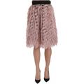 Dolce & Gabbana Womens Pink Gold Fringe Metallic Pencil A-line Skirt - Brown Silk - Size Large