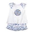 Mini Vanilla Girls' Jersey Floral Shortie Cotton Pyjamas - Blue - Size 7-8Y