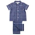 Mini Vanilla Boys' Traditional Summer Check Cotton Pyjamas - Blue - Size 3-4Y