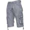 Enzo Mens Cargo Combat Denim Shorts - Grey Cotton - Size 42 (Waist)