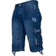 Enzo Mens Cargo Combat Denim Shorts - Blue Cotton - Size 36 (Waist)