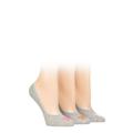 Ladies 3 Pair Caroline Gardner Casual Shoe Liner Socks Hearts Light Grey 4-8