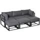 6 pc Garden Daybed Aluminum Sectional Sofa Set Coffee Table Footstool - Grey - Outsunny