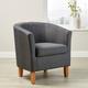 Dark Grey Fabric Tub Chair Wooden Legs Armchair Living Room Modern Office - Grey