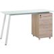 Modern Computer Desk Home Office Study Glass Top Wooden Finish Montevideo - White