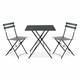 Sweeek - 2-seater foldable thermo-lacquered steel bistro garden table with chairs, 70x70cm - Emilia - Anthracite - Anthracite