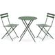 Sweeek - 2-seater foldable thermo-lacquered steel bistro garden table with chairs, Ø60cm - Emilia - Sage green - Sage Green