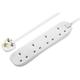 Masterplug 13A 4 Socket Wall Fixing White Extension Lead - 1m