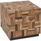 Rustic Country-Inspired Side Coffee Table Teak Wooden Cube Mosaic Gameti - Dark Wood