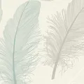 Holden Décor K2 Cream & Teal Feather Textured Wallpaper Sample