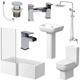 L Shaped Bathroom Suite lh Bath Screen Shower Basin Toilet Tap - White