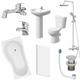 Bathroom Suite 1700mm p Shaped lh Bath Toilet Basin Pedestal Taps Shower Waste - White