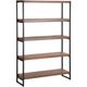 Industrial Bookcase 4 Tier Shelf Storage Unit Dark Wood Black Frame Tifton - Black