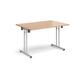 Rectangular Folding Leg Table with Silver Legs and Straight Foot Rails - 1200x800mm - Beech