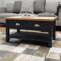 Rosemont Wooden 1 Drawer Coffee Table In Dark Blue