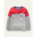 Colourblock Layered T-shirt Grey Boys Boden