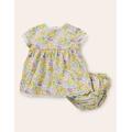 Printed Jersey Dress Pale Lemon Floral Baby Boden, Pale Lemon Floral