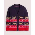 Oversized V-neck Cardigan Leopard Women Boden, Navy Jacquard Leopard