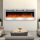 Led Electric Wall Mounted Fireplace Recessed Fire Heater 12 Flames With Remote, Silver 60inch