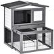 Pawhut - Wooden Rabbit Hutch Guinea Pig Hutches w/ Run Open Roof Small Animal Cage - Grey