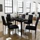 Livingandhome - 1.4M Black Glass Dining Table with set of 6 chairs,Kictheh Table and Chairs