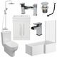 1700mm Bathroom Suite RH L Shaped Bath Screen Basin Toilet Shower Taps Waste - White