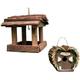 Selections - Hanging Wooden Bird Table & Love Bird Nest Box Set