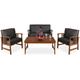 Wooden Garden Furniture Set Outdoor Patio Table and Chairs Lounge with Coffee Table Rectangular
