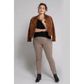 Plus Size Piped Side Seam Check Sarah Stretch Bengaline Pants, Woman, beige, size: 36, polyester/viscose, Ulla Popken