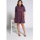 Plus Size Lyocell Blend Zipper Front Short Sleeve Dress, Woman, purple, size: 18, synthetic fibers/linen/cotton, Ulla Popken