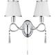 Searchlight Simplicity - 2 Light Indoor Candle Wall Light Chrome, Crystal with Shades, E14