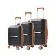 ROOEE Hard Shell Suitcase Lightweight Carry on Luggage Flight Approved Travelling Trolley on Wheels Travel Set with TSA Lock & 4 Spinner Wheels PP MLP-02 (Black, 3 Piece Set 20" + 24" + 28")