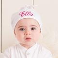Personalised Embroidered Baby Hat, Blue/Pink/White
