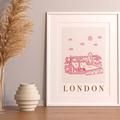 London England Pink Skyline Cityscape Scene Art Print