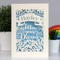 Personalised Papercut Follow Your Dreams Card, Cream/Gold/Silver