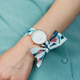 Blue Pink Print Changeable Women Cotton Wrist Watch