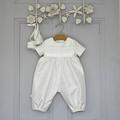 Boys Christening Romper 'Venice', Ivory/Blue