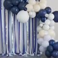 Blue And Silver Streamer Balloon Arch Party Backdrop