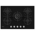 Candy CVG74WPB 75cm 5 Burner Gas Hob on Black Glass Wok Burner