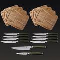 16pc Steak Knife and Bistecca Plate Set + 8" Chef's Knife + 3.5" Paring Knife Bundle
