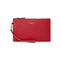 DORIS&JACKY Goatskin Leather Wristlet Clutch Wallet Cute Small Pouch Bag With Strap, Hot Red, Middle, Clutch Bag