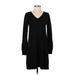 Ann Taylor LOFT Casual Dress - Sweater Dress: Black Solid Dresses - Women's Size X-Small