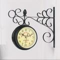 L&h-cfcahl - Vintage Art Design Double Face Horloge Murale En Métal Gare Ronde Horloge Supports