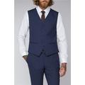 Gibson London Tailored Fit Blue Semi Plain Waistcoat