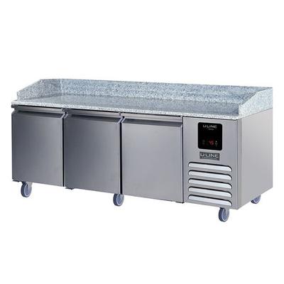 U-Line UCPP488-SS61A 88 3/8" Pizza Prep Table w/ Refrigerated Base, 115v, Three Section, Auto Defrost