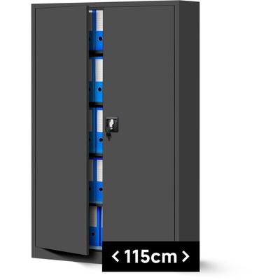 Büroschrank C001II Aktenschrank xxl Metallschrank Flügeltüren Stahlblech Pulverbeschichtung 185 cm