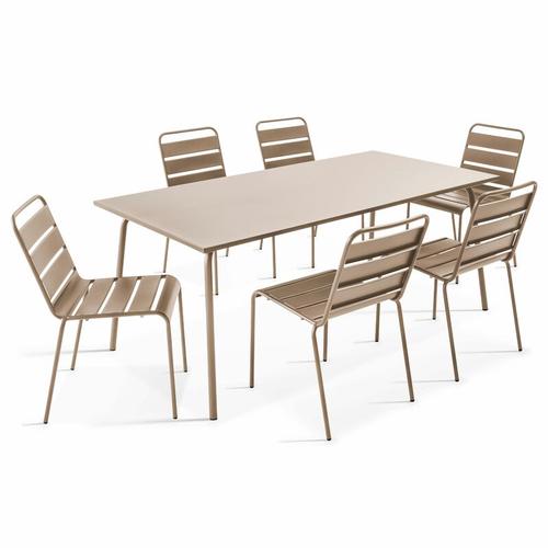 Gartentisch und 6 Metallstühle Taupe – Taupe
